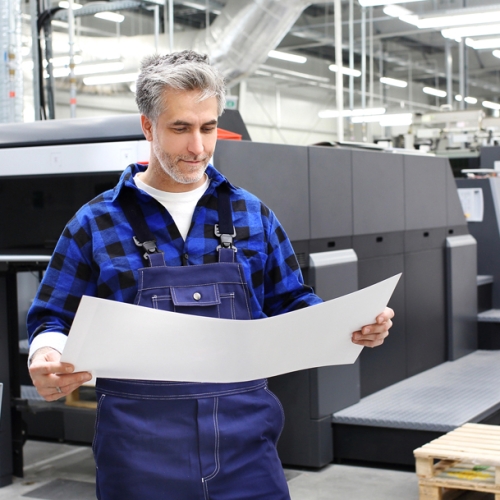 a worker in a print factory
