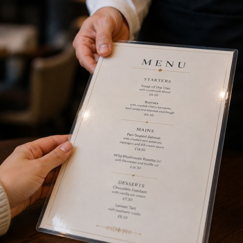 thumbnail showing a waiter handling a menu