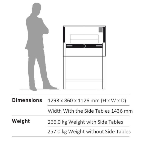 Official Dimensions of the Ideal 5260 Guillotine
