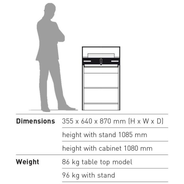 Official Dimensions for Ideal 4350 Guillotine